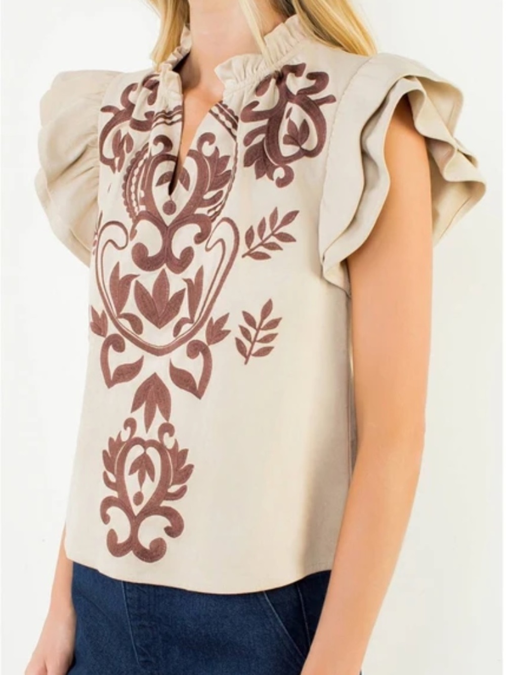 NWT THML Western Faux Suede Top - Picture 3 of 4